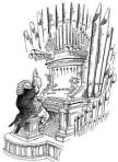 Caricatura de J:S. Bach al órgano